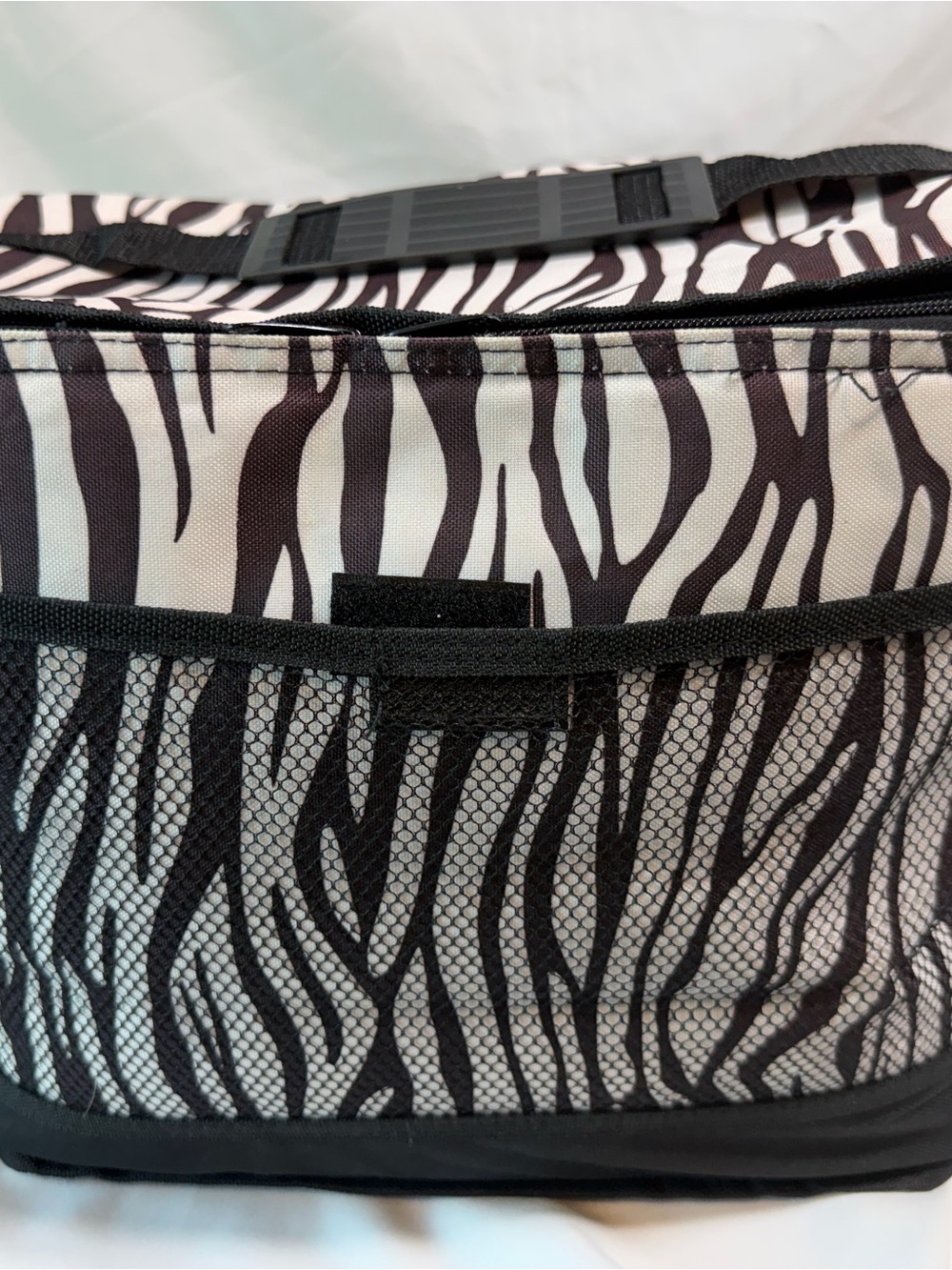 Zebra-Pattern Travel Crossbody Bag - Black & White